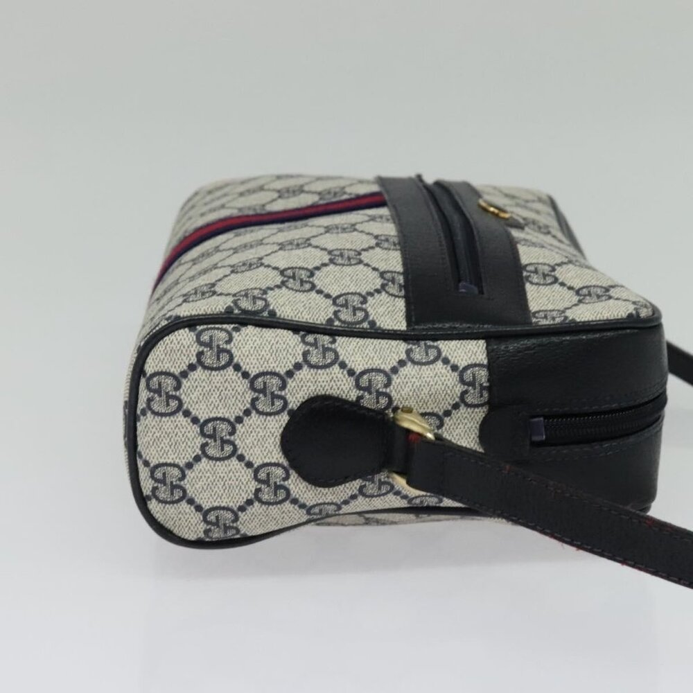 GUCCI GG Supreme Sherry Line Shoulder Bag PVC Navy Gold - Picture 4 of 16